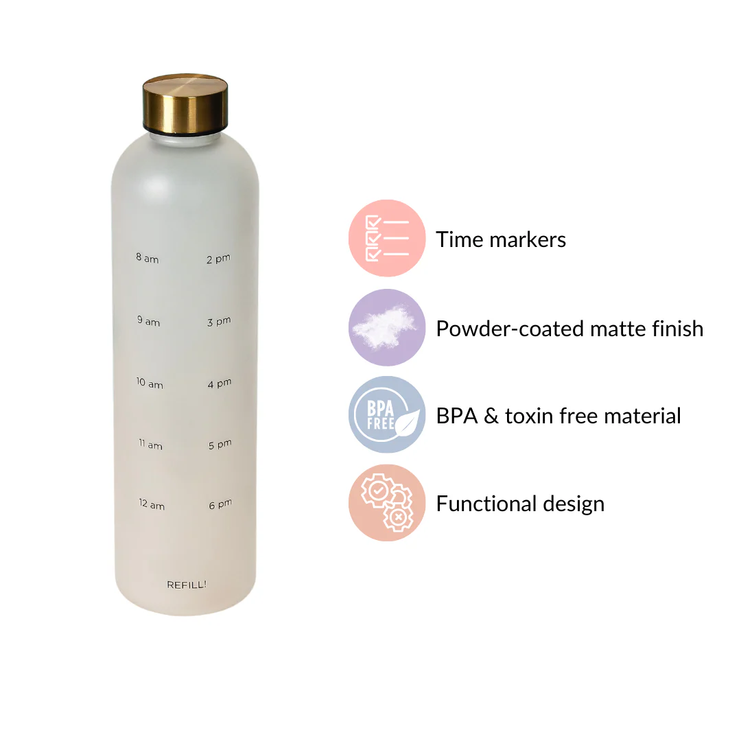 Time Marker Matte Water Bottle White 1L Set Of 2 - Image 8