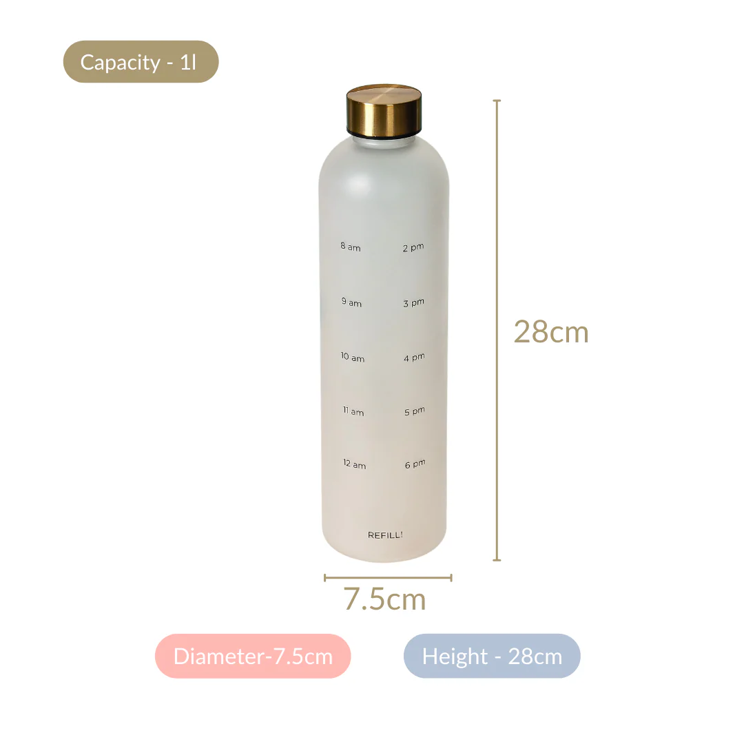Time Marker Matte Water Bottle White 1L Set Of 2 - Image 9