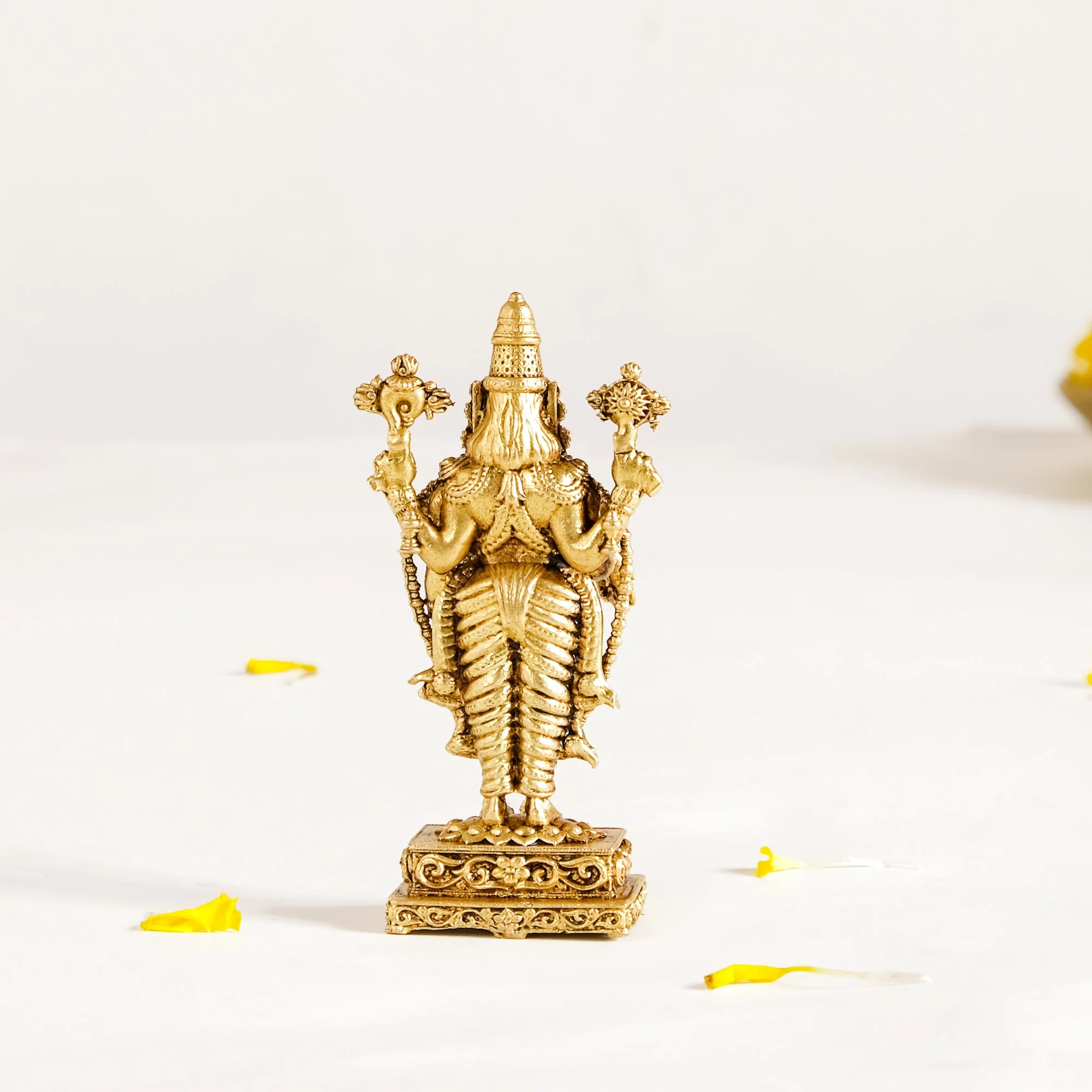 Tirupati Balaji Fine Carving Jewellery Finish Pure Brass Idol 7cm - Image 10
