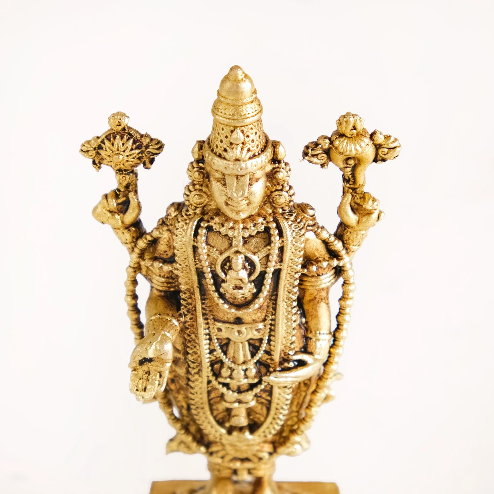 Tirupati Balaji Fine Carving Jewellery Finish Pure Brass Idol 7cm - Image 7