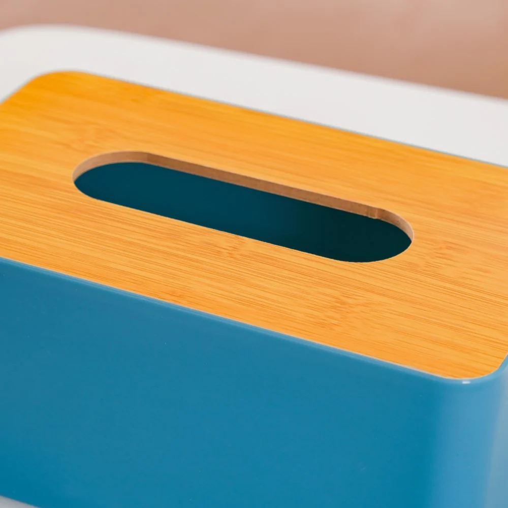 Tissue Box With Wooden Lid Blue - Image 7
