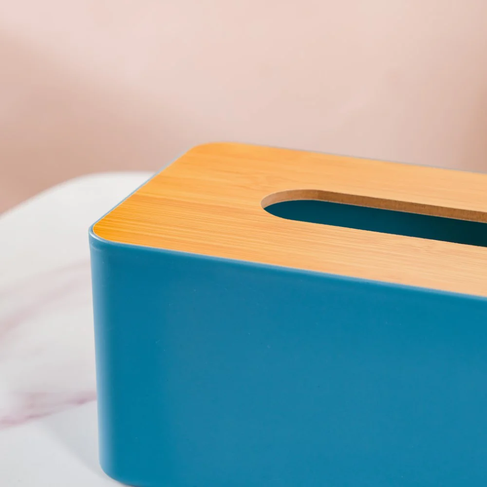 Tissue Box With Wooden Lid Blue - Image 8