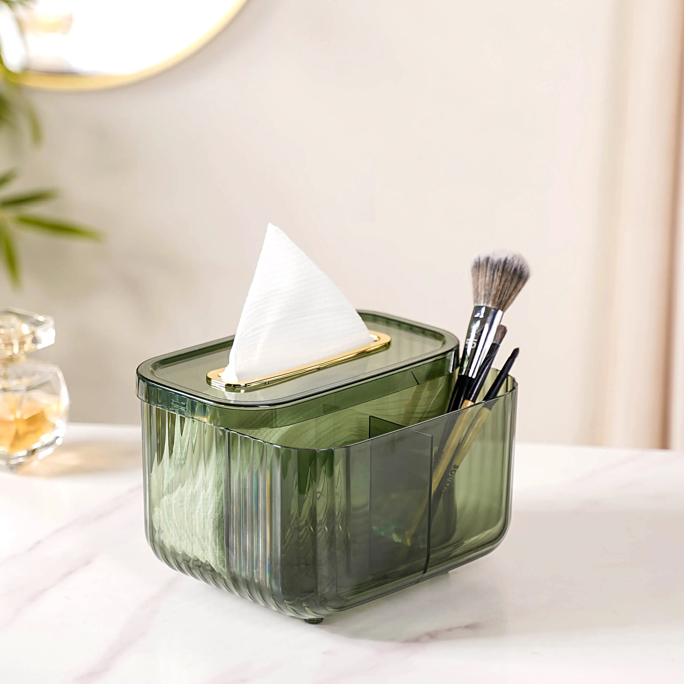 Tissue Storage Box With Organiser Green - Image 12