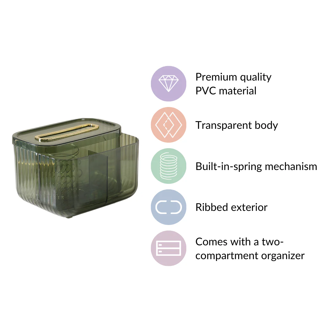 Tissue Storage Box With Organiser Green - Image 5