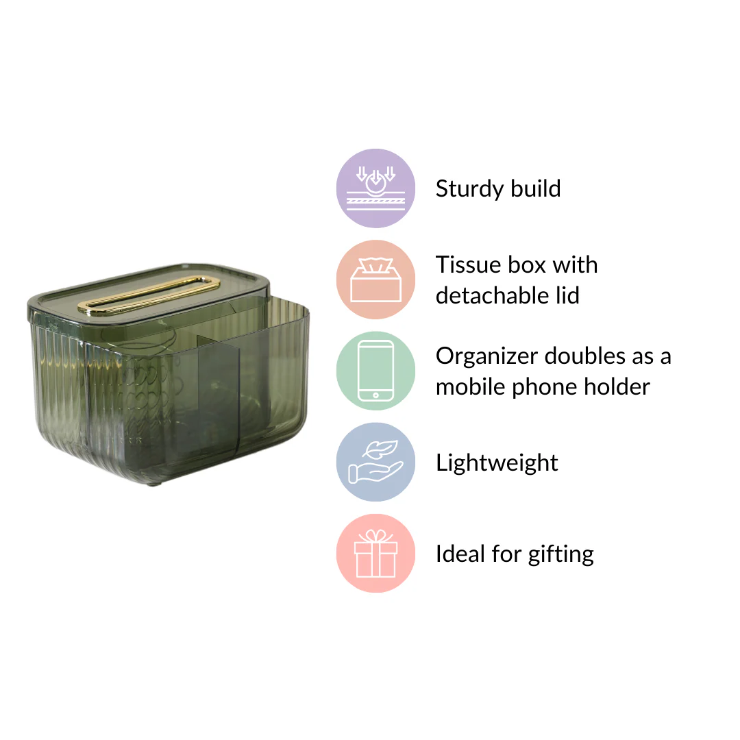 Tissue Storage Box With Organiser Green - Image 6