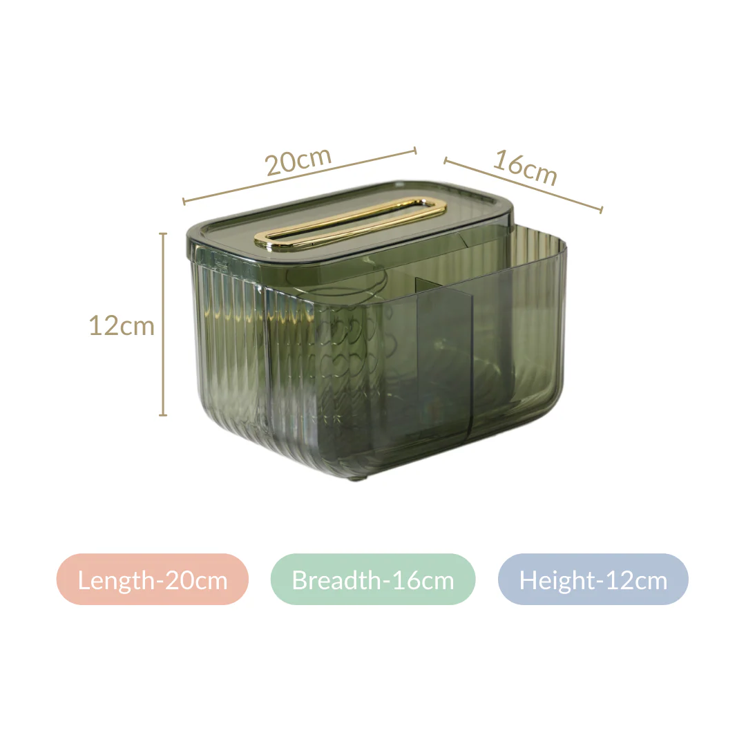 Tissue Storage Box With Organiser Green - Image 7