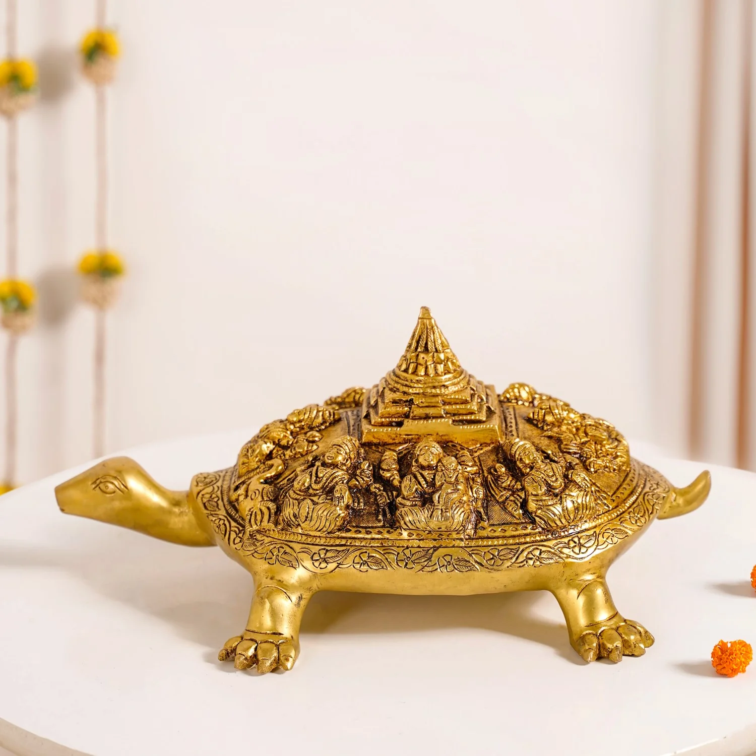 Tortoise With Shree Yantra Brass Statue - Image 2
