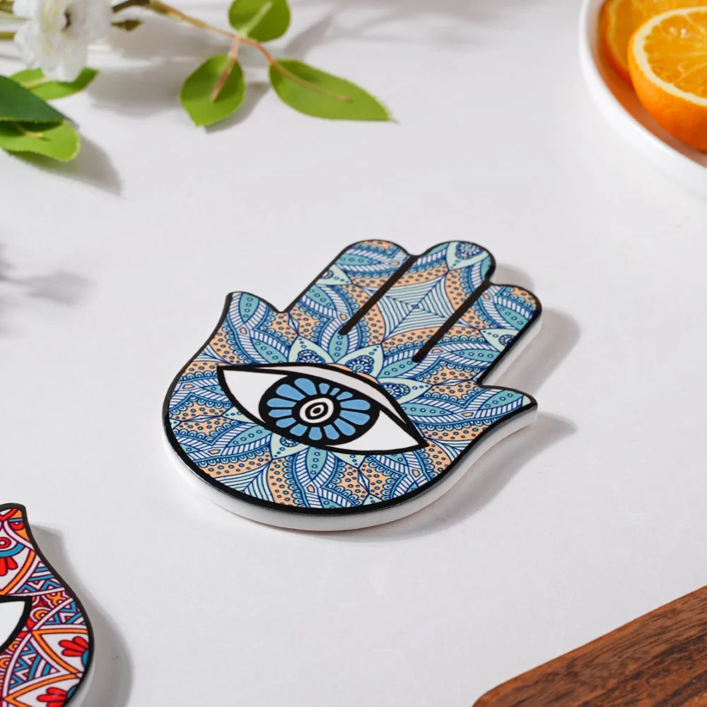 Hamsa Hand Coaster Blue - Image 3