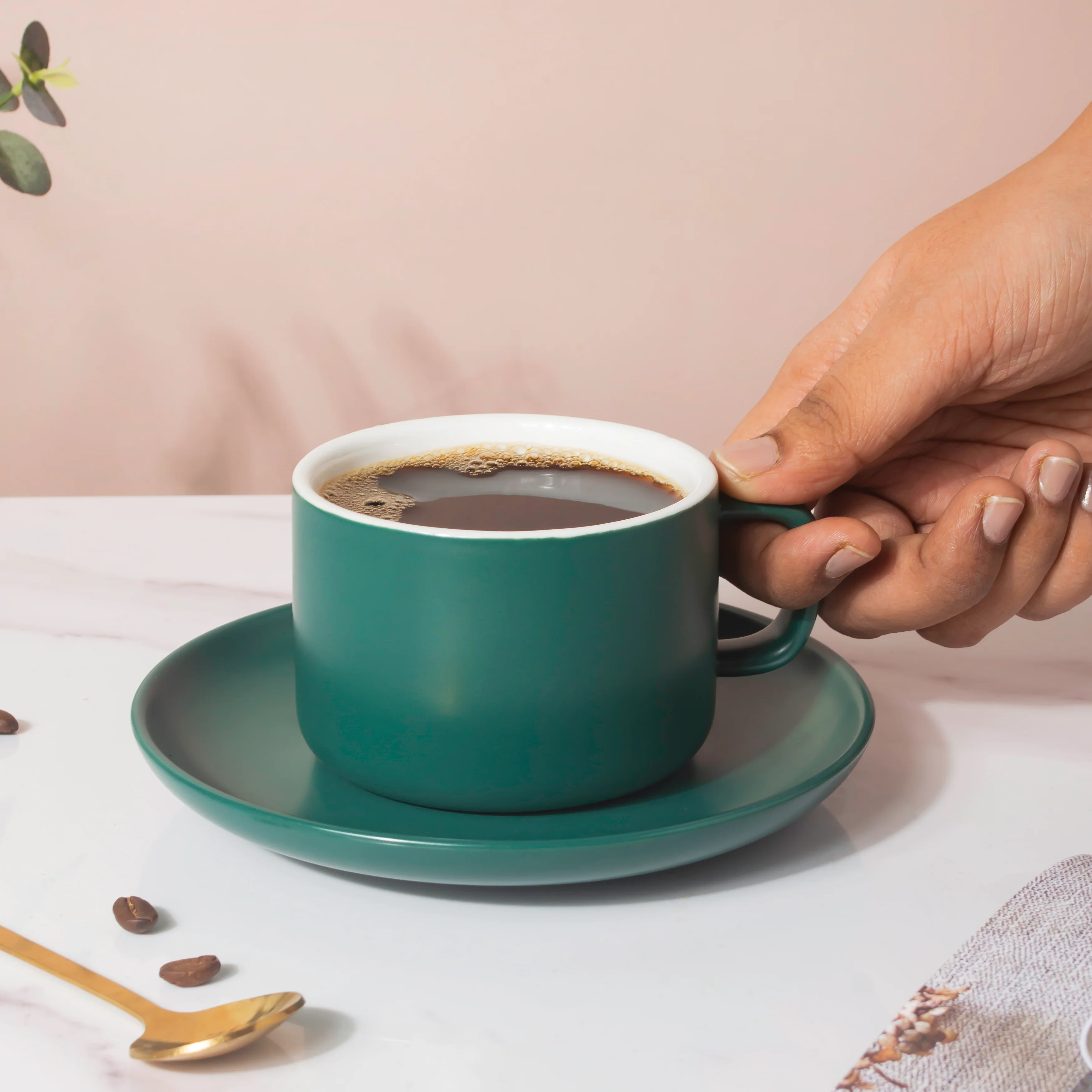 Tranquil Teal Teacup And Saucer - Image 2