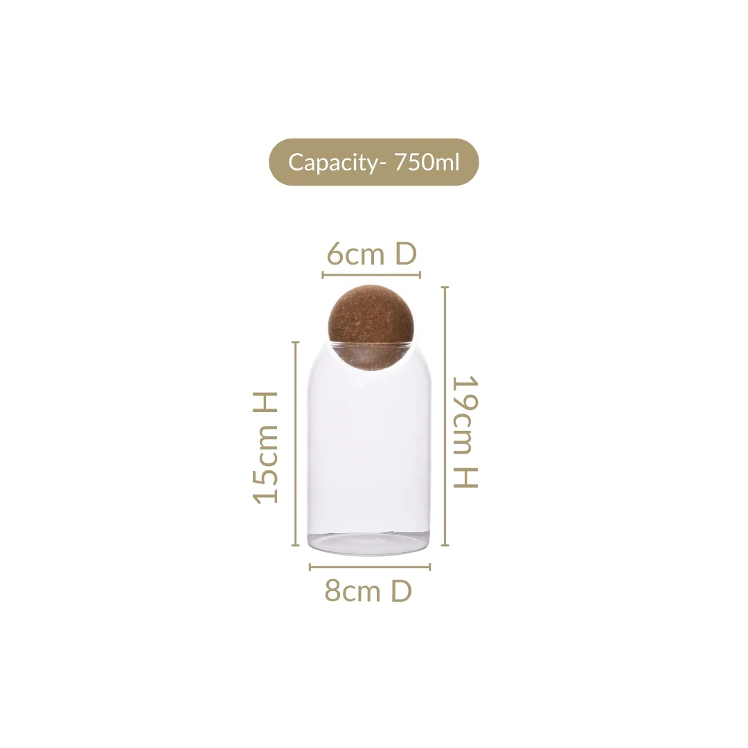 Set Of 2 Cork Ball Glass Jars 750ml - Image 3
