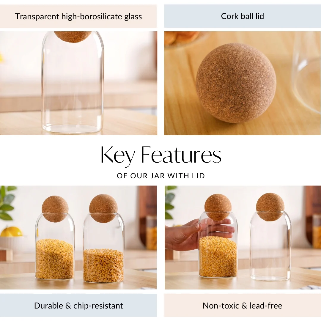 Set Of 2 Cork Ball Glass Jars 750ml - Image 4