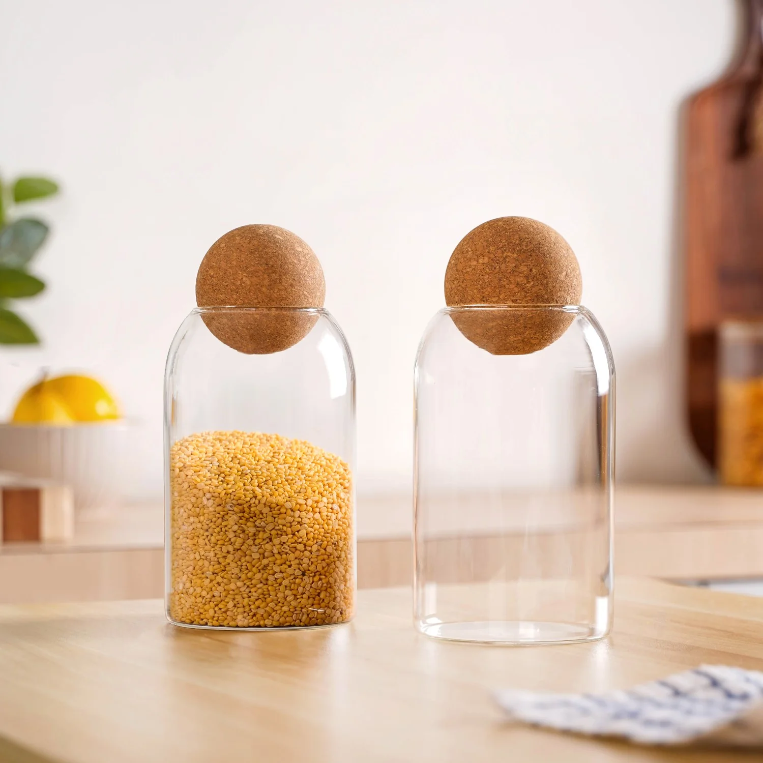 Set Of 2 Cork Ball Glass Jars 750ml - Image 8