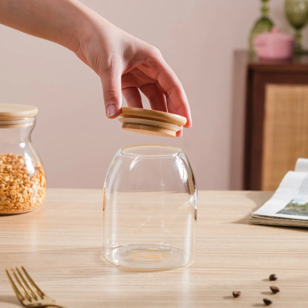 Transparent Glass Airtight Jar With Lid Small 550 ML - Image 2