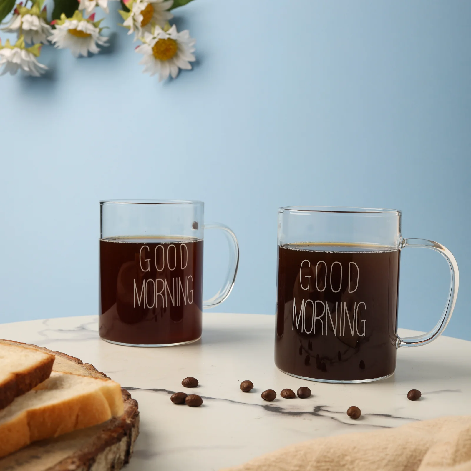 Transparent Good Morning Mug Set of 2