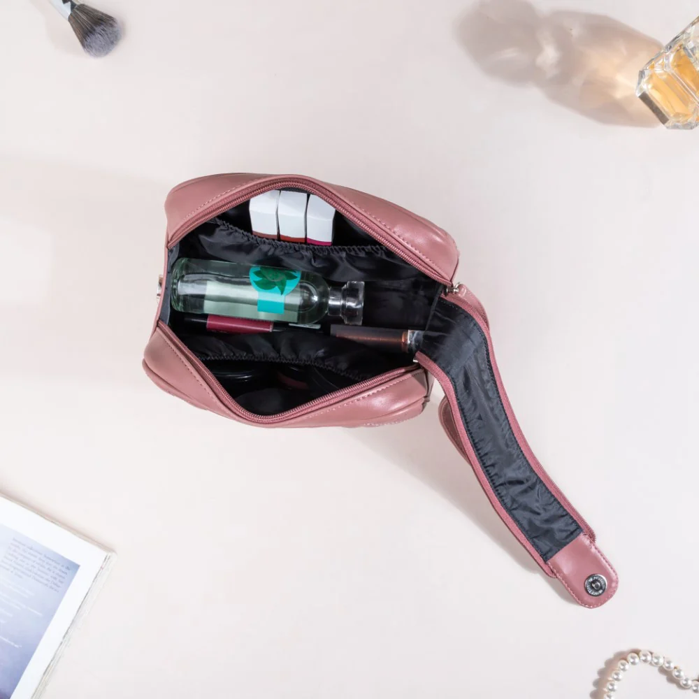 Travel And Makeup Pouch With Double Zip Pink - Image 10