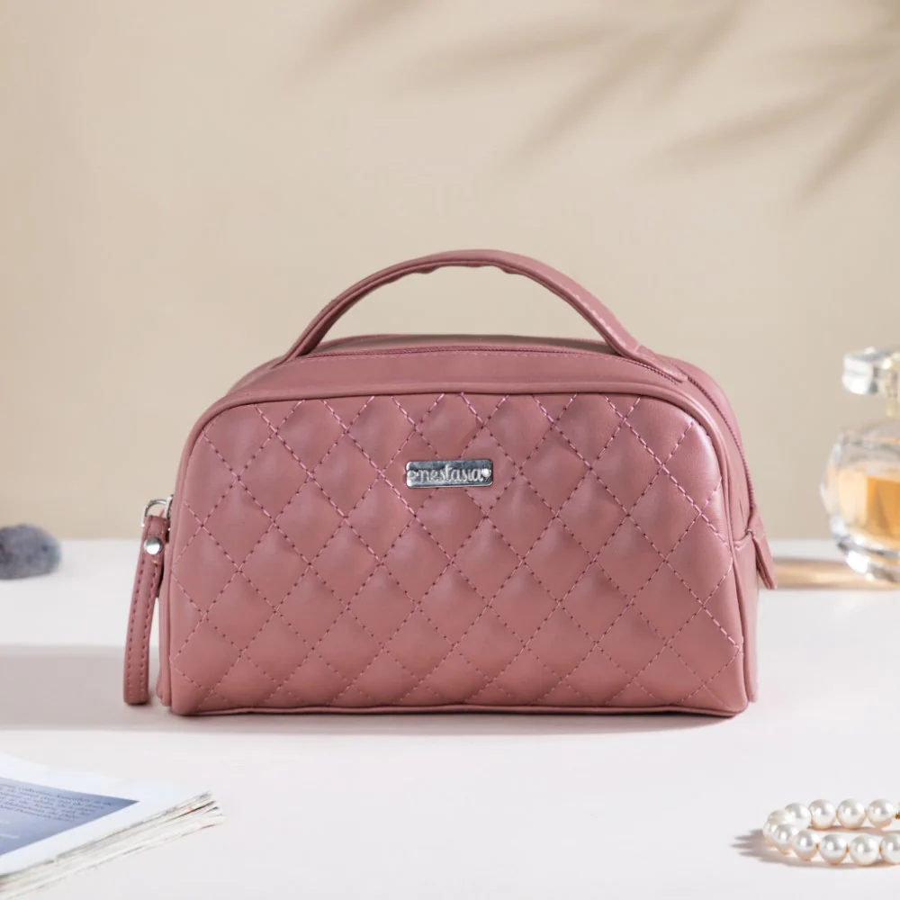 Travel And Makeup Pouch With Double Zip Pink - Image 13
