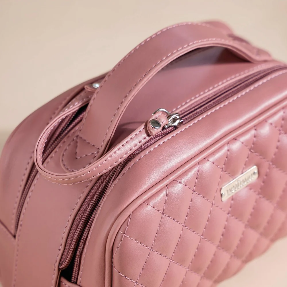Travel And Makeup Pouch With Double Zip Pink - Image 6
