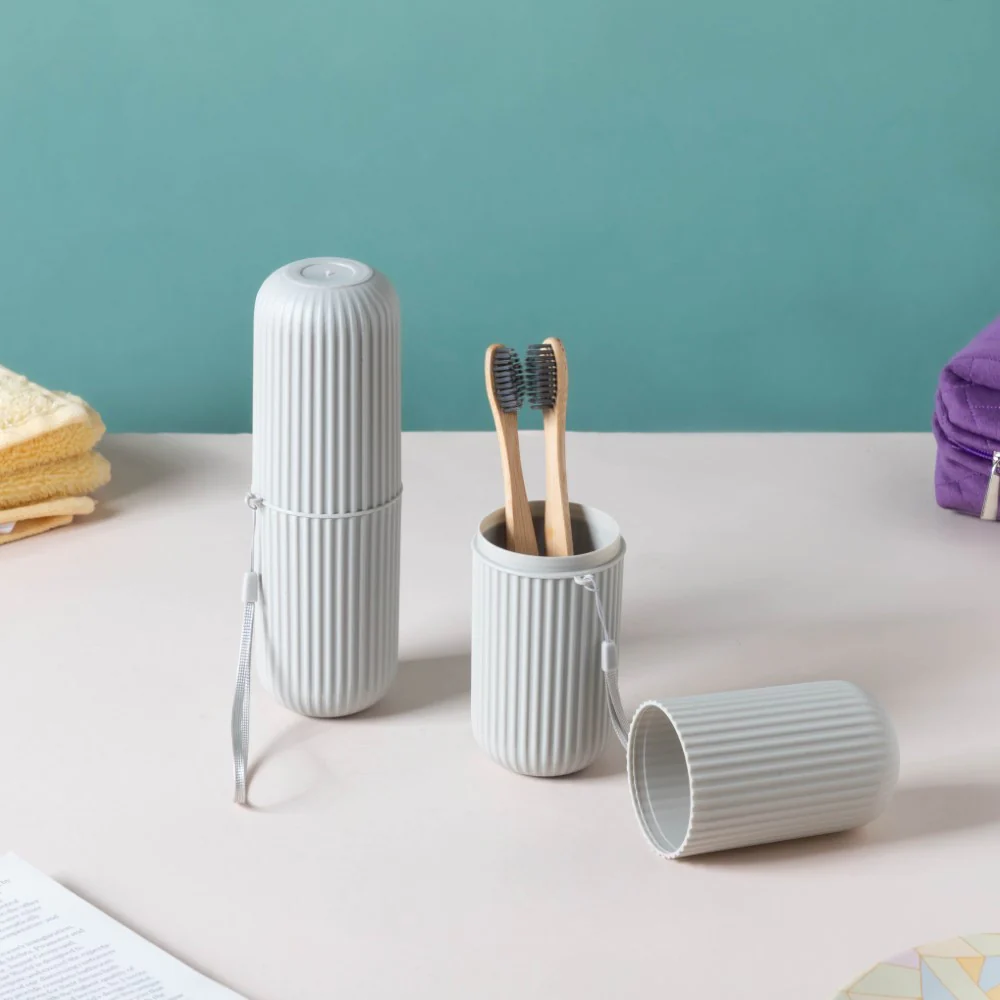 Travel Makeup Brush Holder Kit Grey Set Of 2