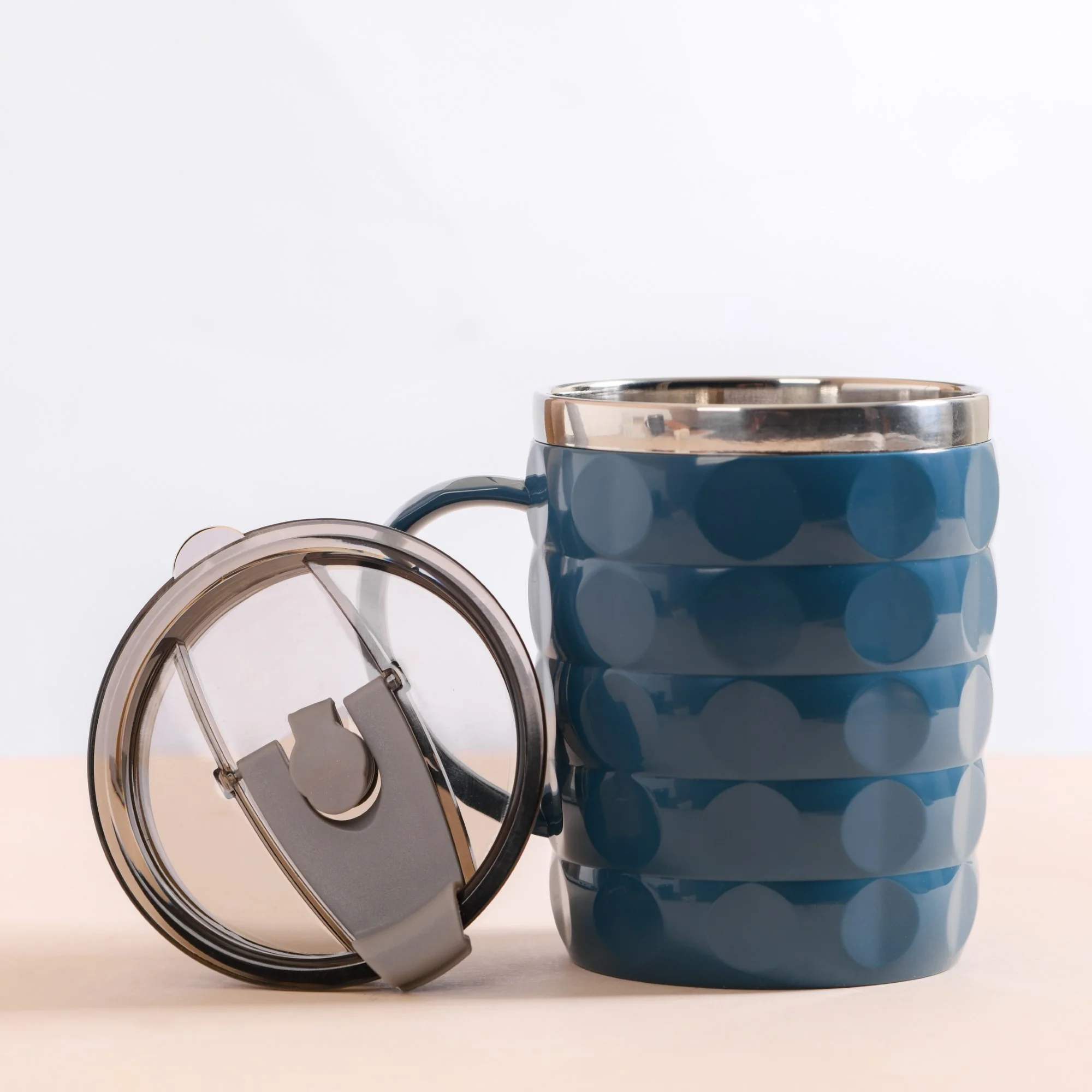Travel Mug With Lid Set Of 2 Blue 400ml - Image 9