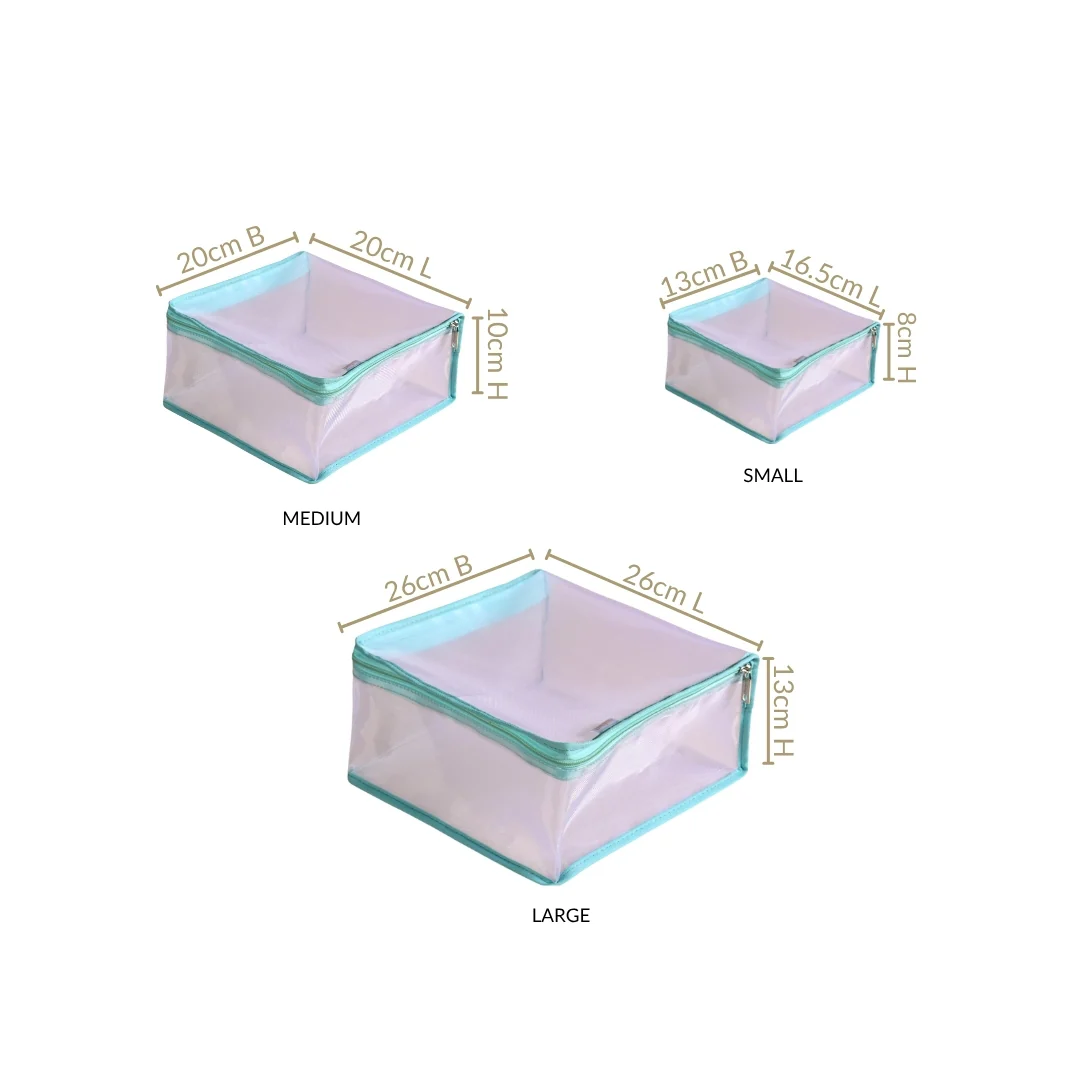 Travel Organiser Storage Bags In Aqua Set Of 3 - Image 4