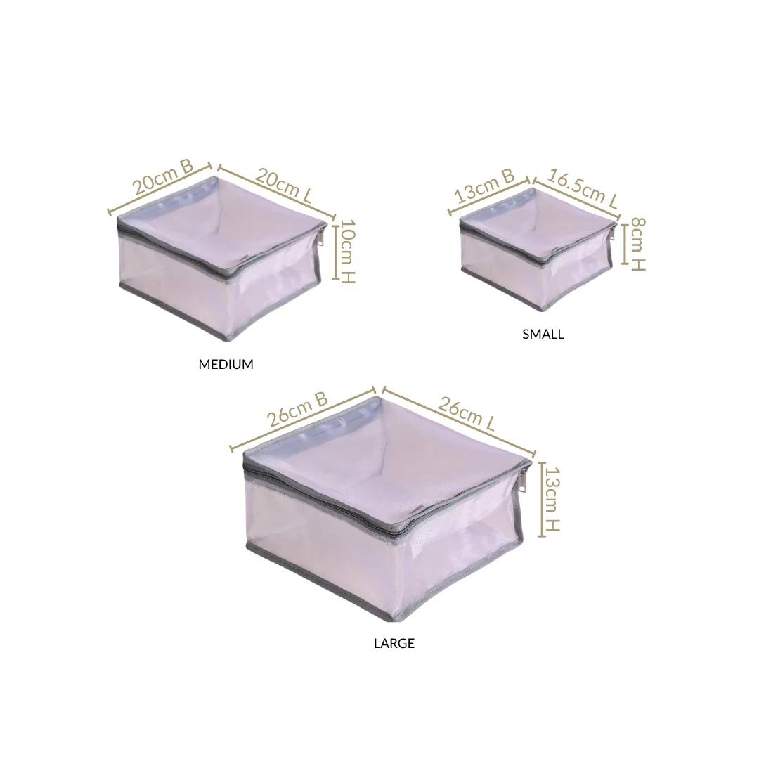 Travel Organiser Storage Bags In Grey Set Of 3 - Image 4