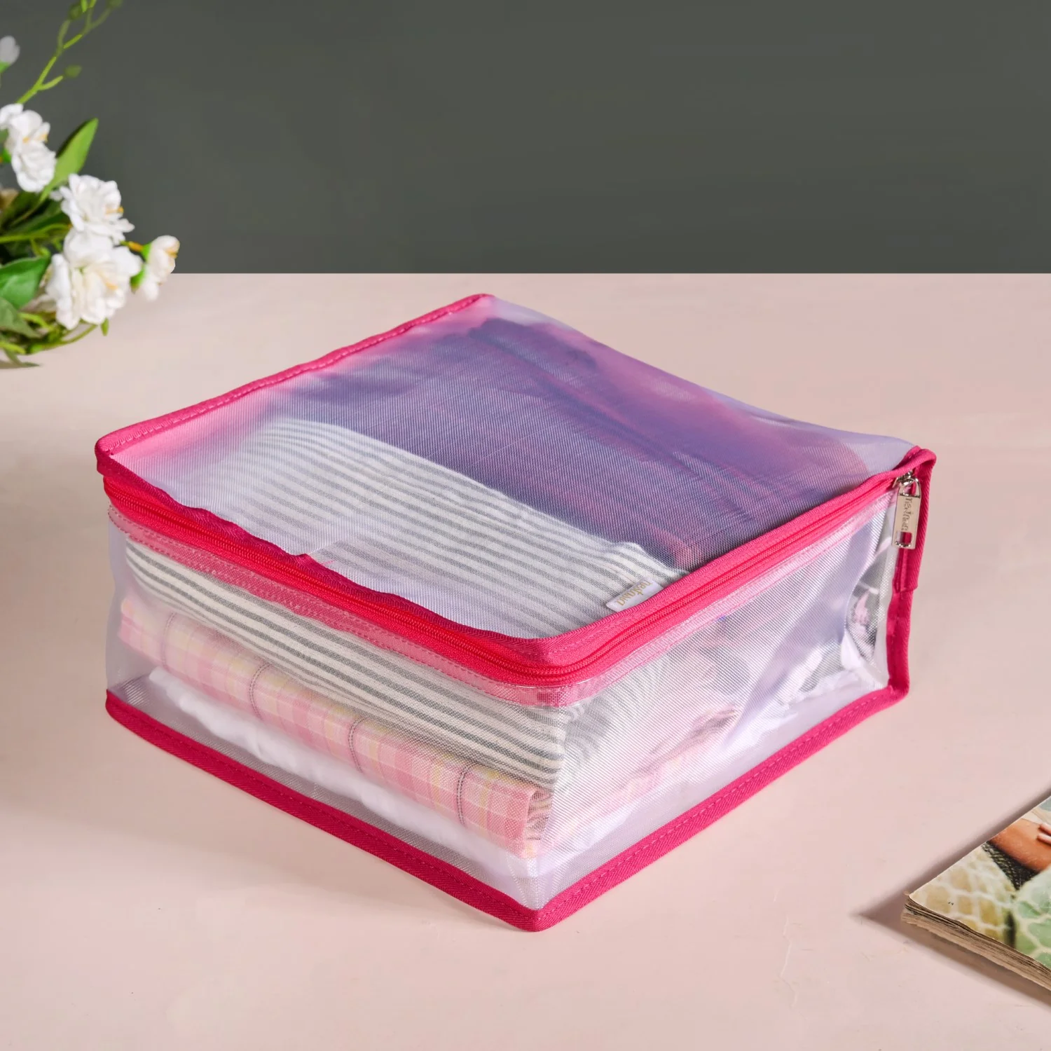 Travel Organiser Storage Bags In Pink Set Of 3 - Image 8