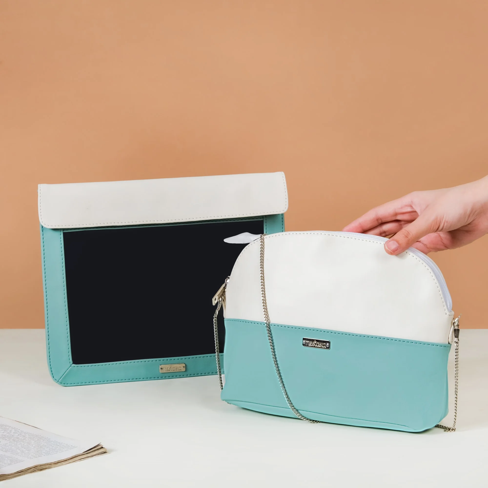 Travel Sling Bag With File Cover Set Of 2 Turquoise - Image 2