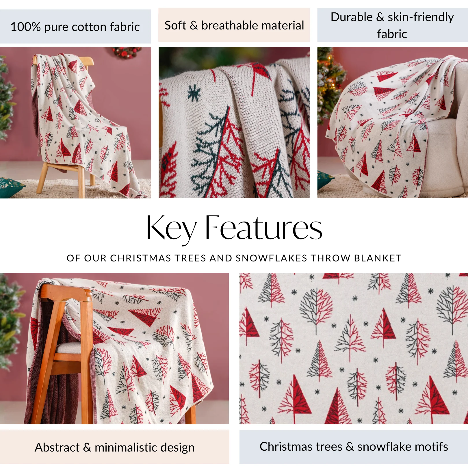 Trees And Snowflakes Throw Blanket - Image 5