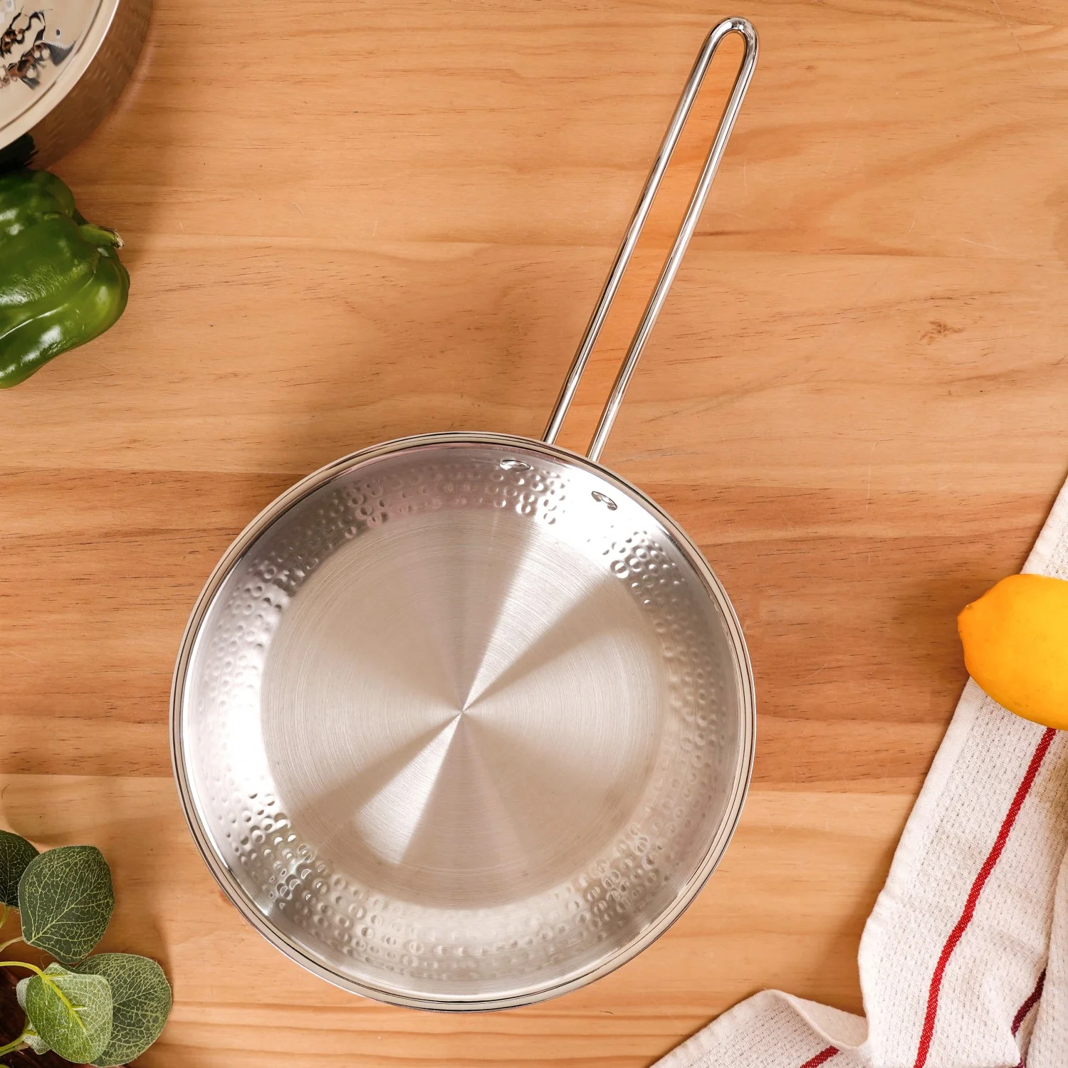 Tri-Ply Hammered Stainless Steel Frying Pan 1750ml - Image 6