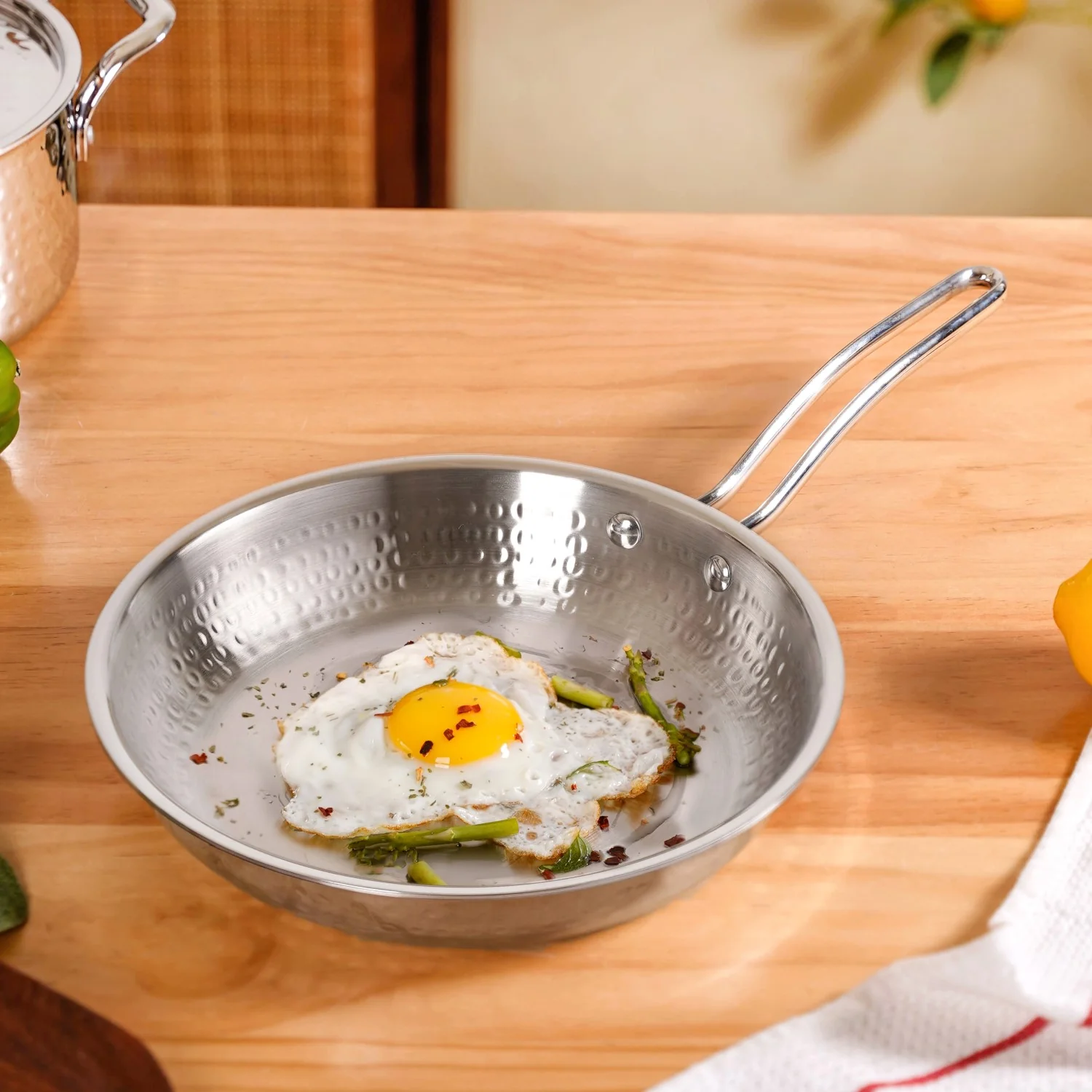 Tri-Ply Hammered Stainless Steel Frying Pan 1750ml - Image 9