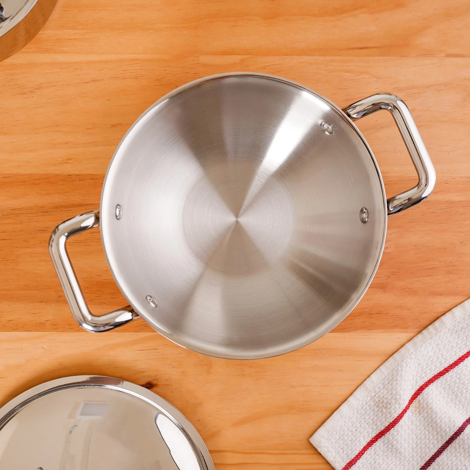 Tri Ply Stainless Steel Kadai Wok With Lid 3500ml - Image 8