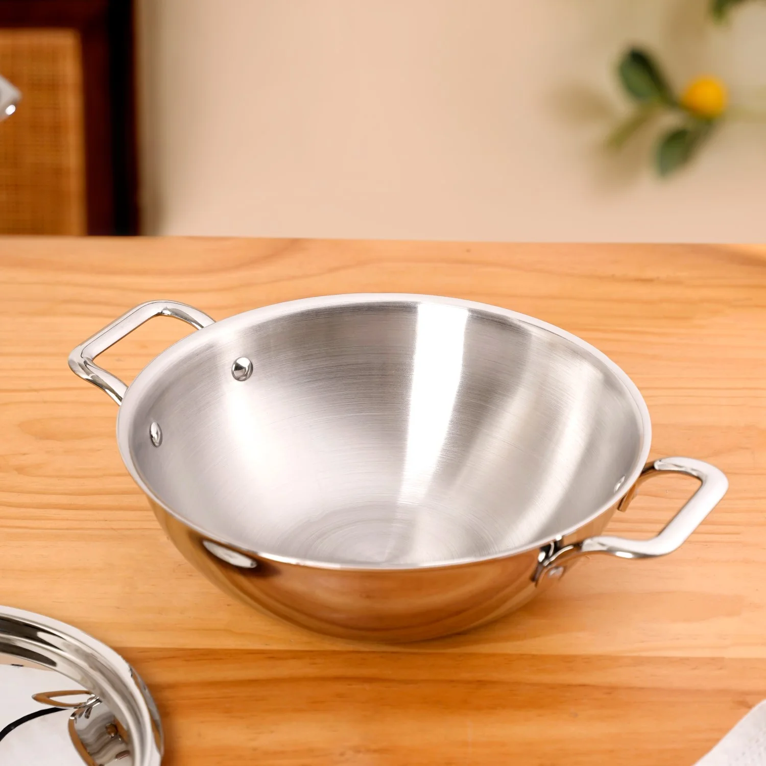Tri Ply Stainless Steel Kadai Wok With Lid 3500ml - Image 9