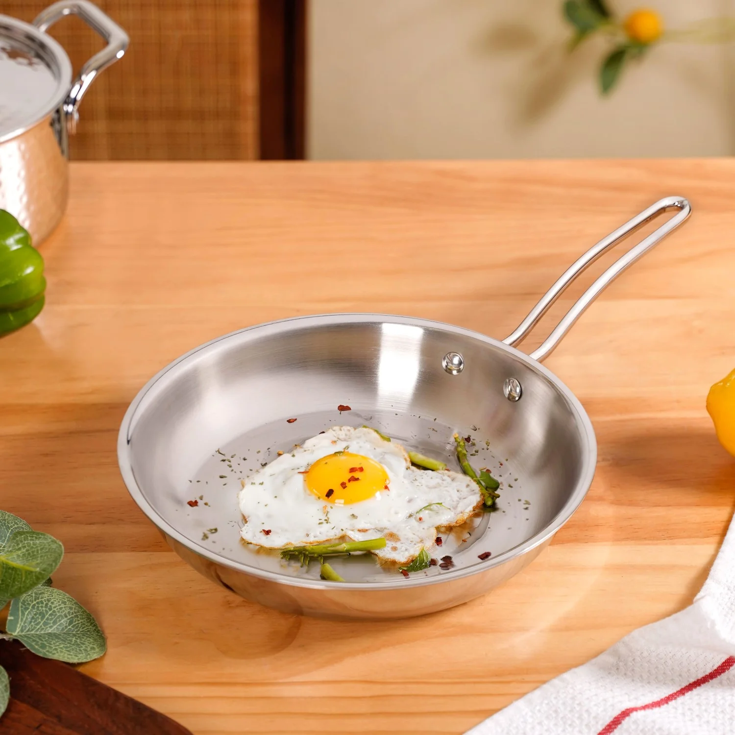 Tri Ply Thick Stainless Steel Fry Pan Induction Safe 1750ml - Image 9