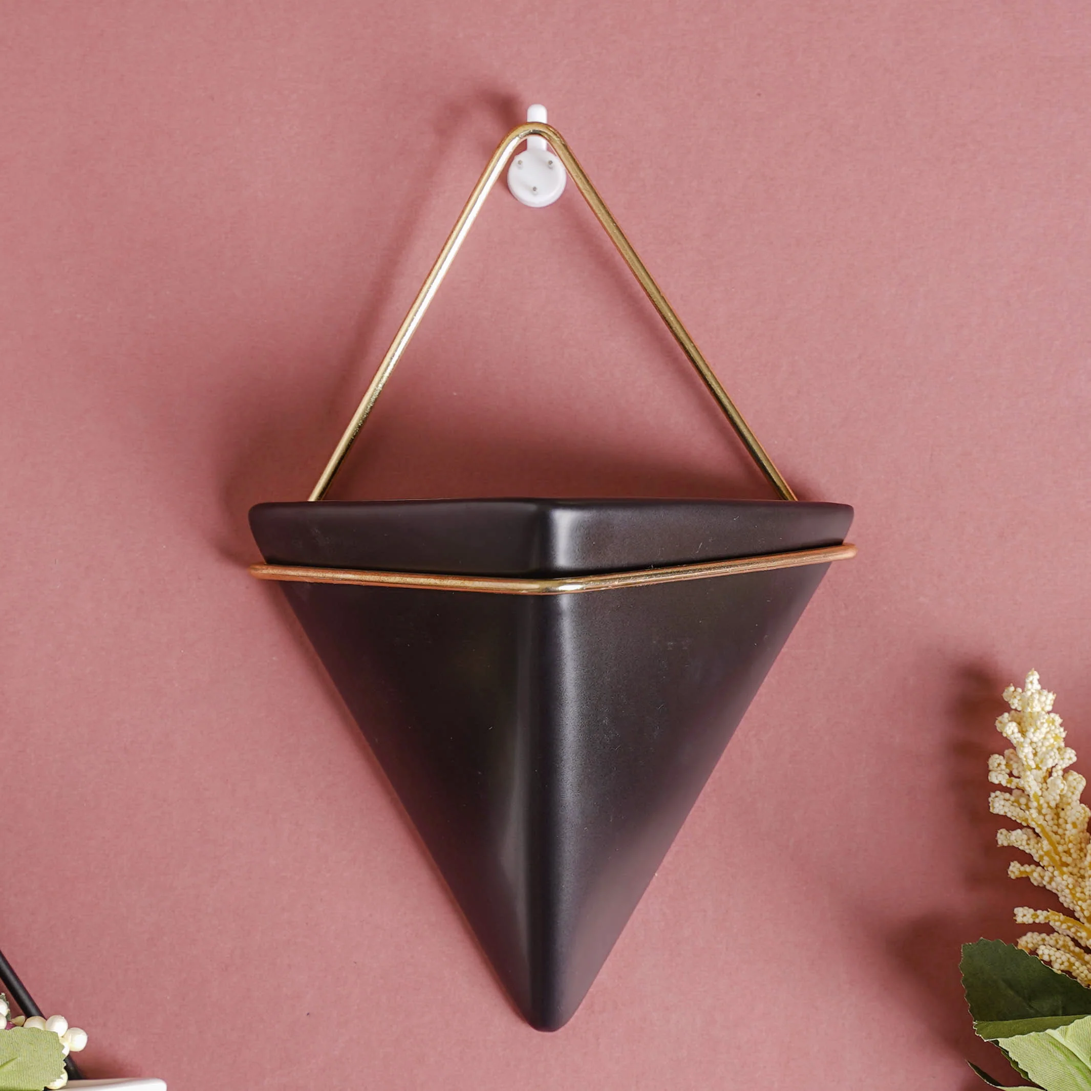 Triangular Ceramic Wall Hanging Planter Medium - Image 6