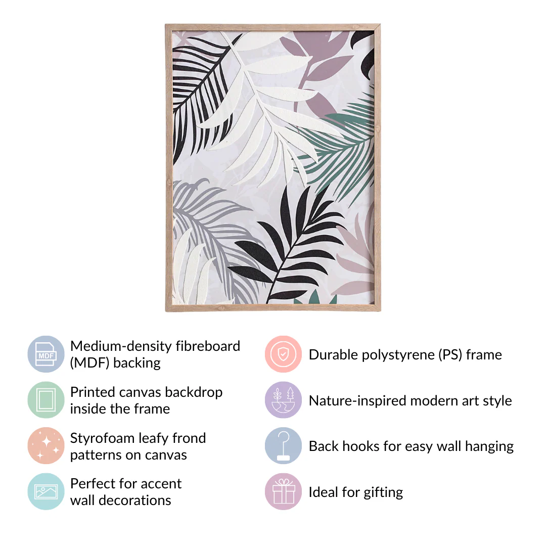 Tropic Embossed And Printed Canvas Wall Art Frame 23x17 Inch - Image 4