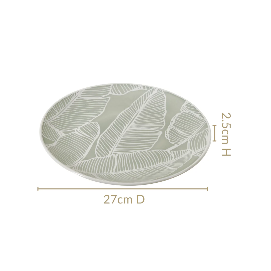 Tropica Banana Leaf Embossed Dinner Plate Set Of 4 Mint 10 Inch - Image 4