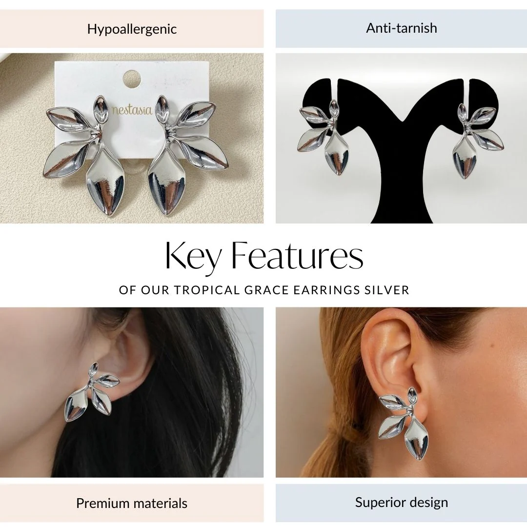 Tropical Grace Earrings Silver - Image 4