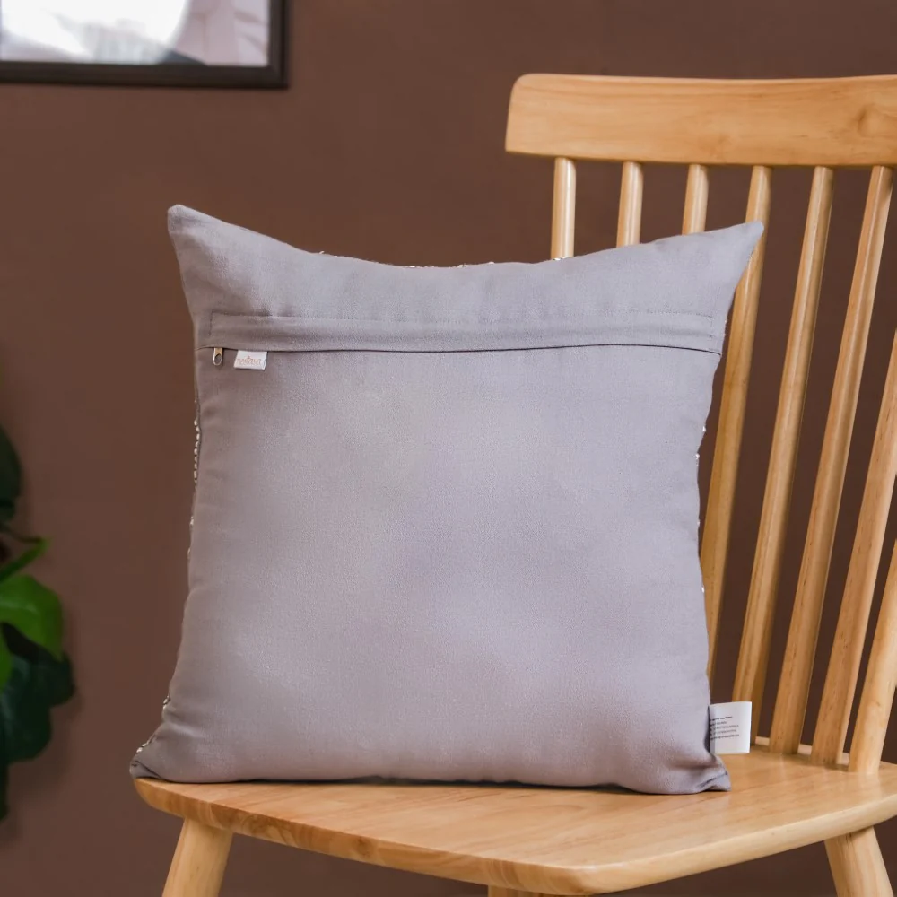 Tropical Leaves Embroidered Cushion Cover 15x15 Inch - Image 7