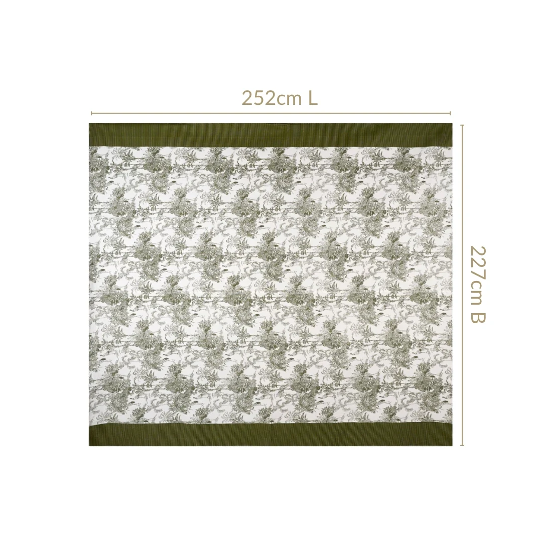 Tropical Quilted Cotton Bedcover Olive Green 250x220cm - Image 3