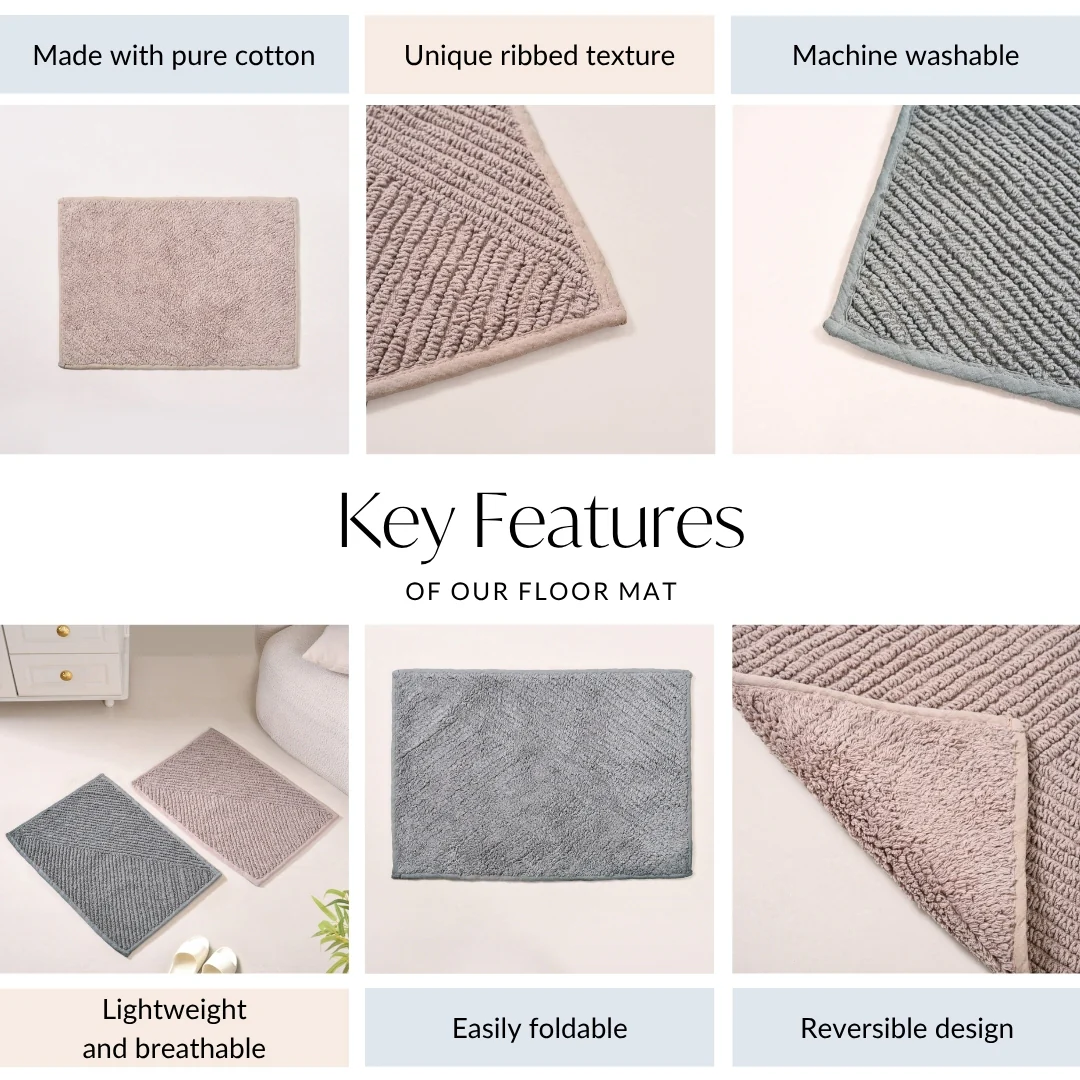 Tufted Cotton Reversible Muted Tones Floor Mat Duo 60x40cm - Image 4