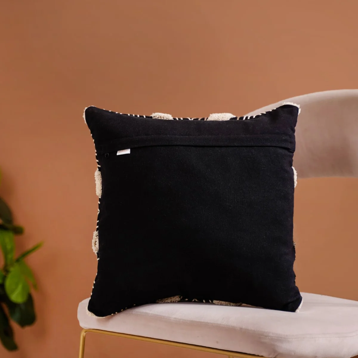 Tufted Black And White Pattern Cushion Cover 15x15 Inch - Image 7