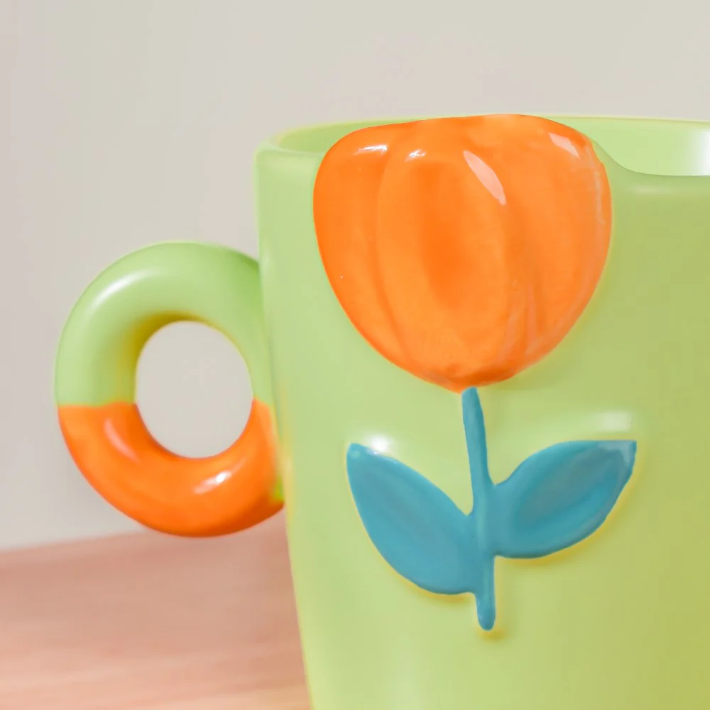 Tulip Coffee Mug Green Set of 2 330ml - Image 4