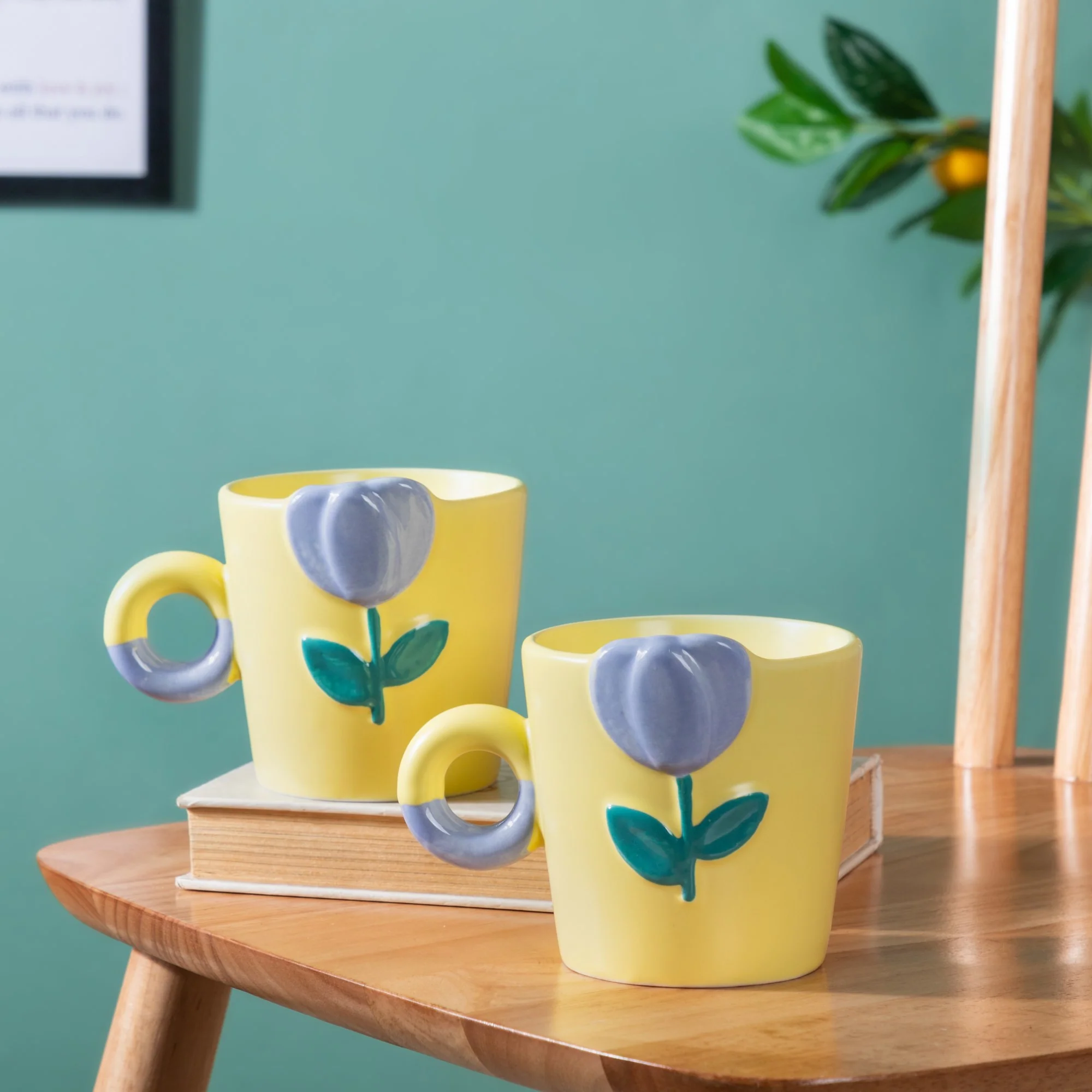 Tulip Coffee Mug Yellow Set of 2 330ml - Image 6