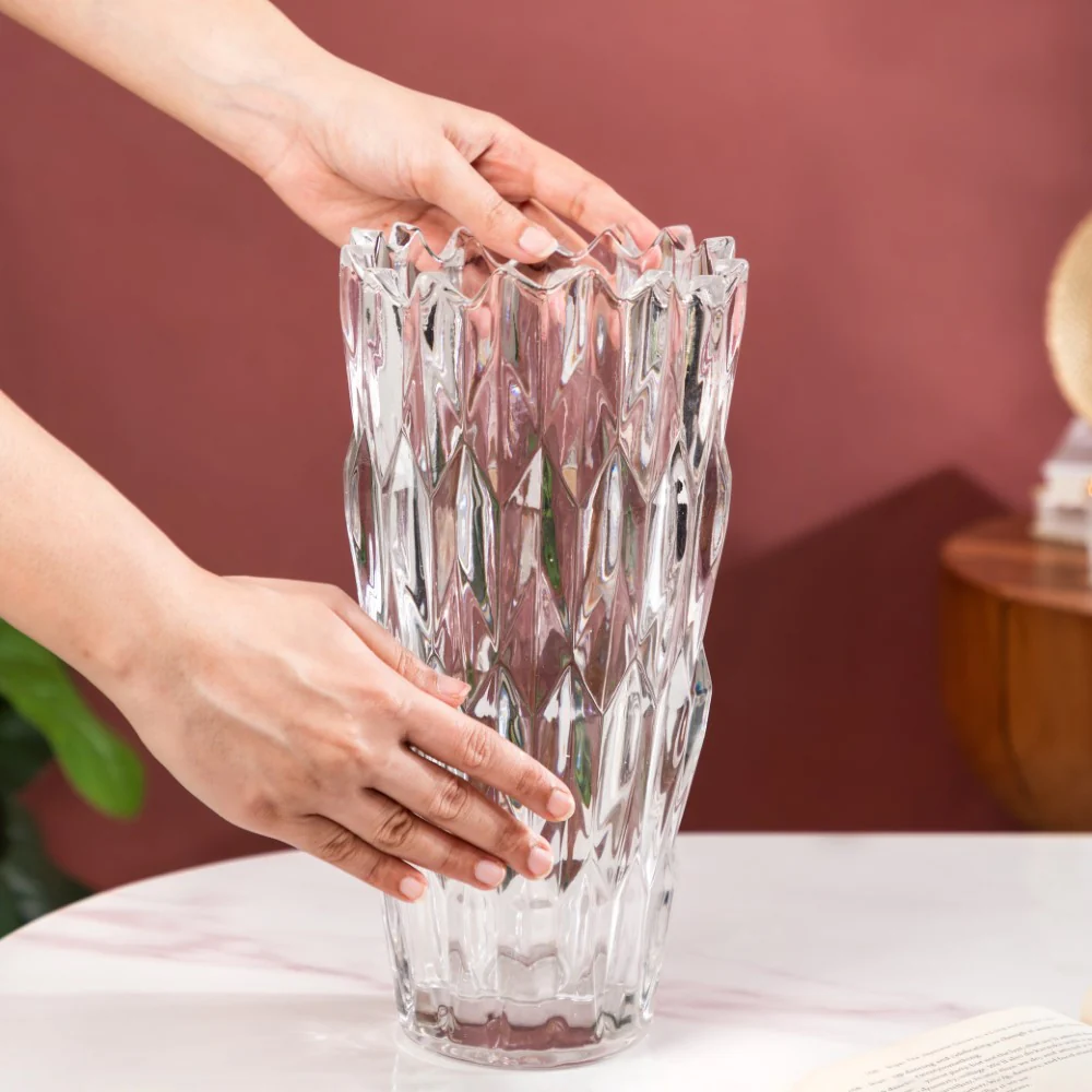 Tulip Crystal Glass Vase Translucent 11 Inch - Image 2
