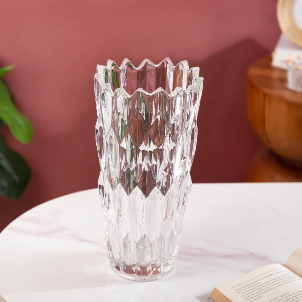 Tulip Crystal Glass Vase Translucent 11 Inch - Image 3
