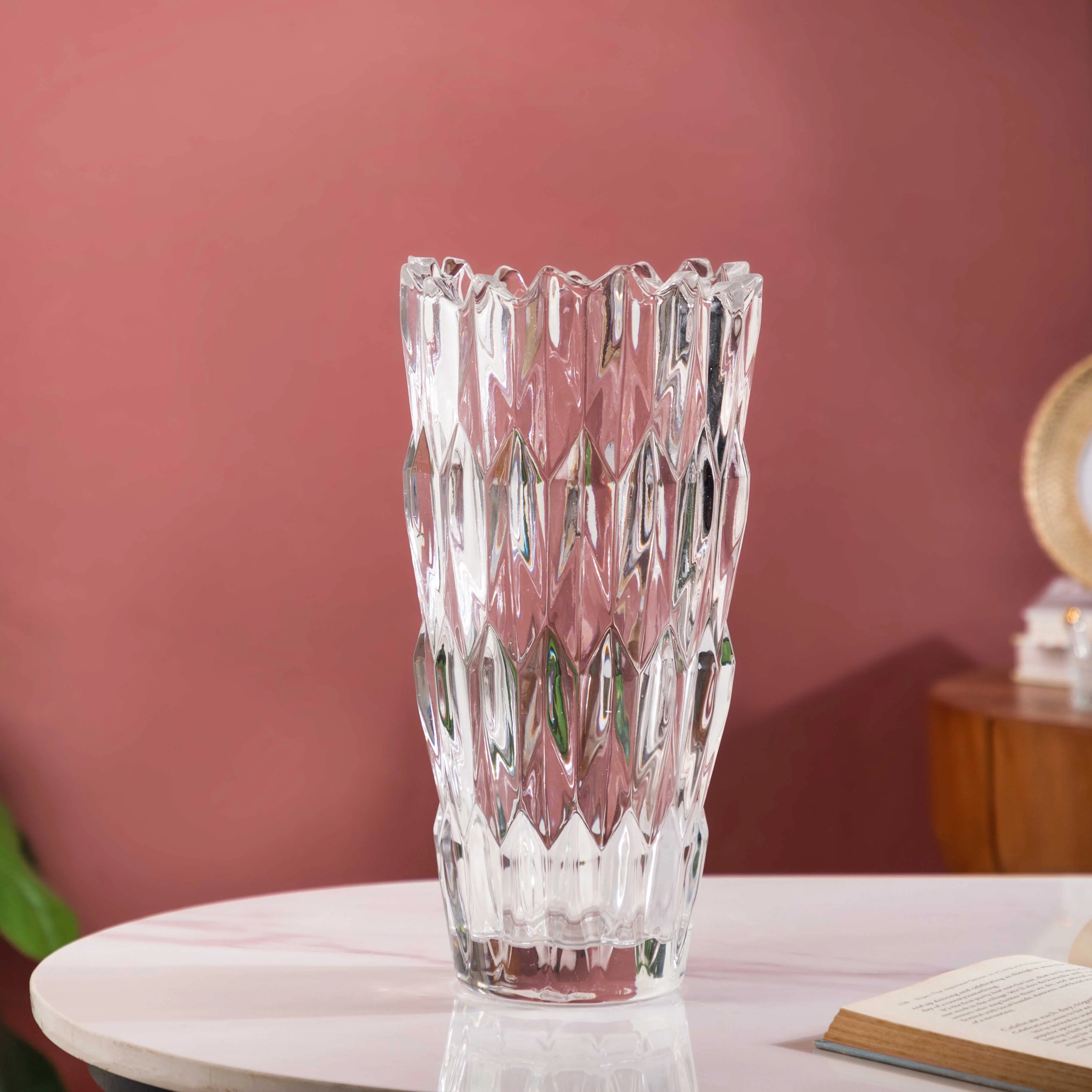 Tulip Crystal Glass Vase Translucent 11 Inch - Image 5