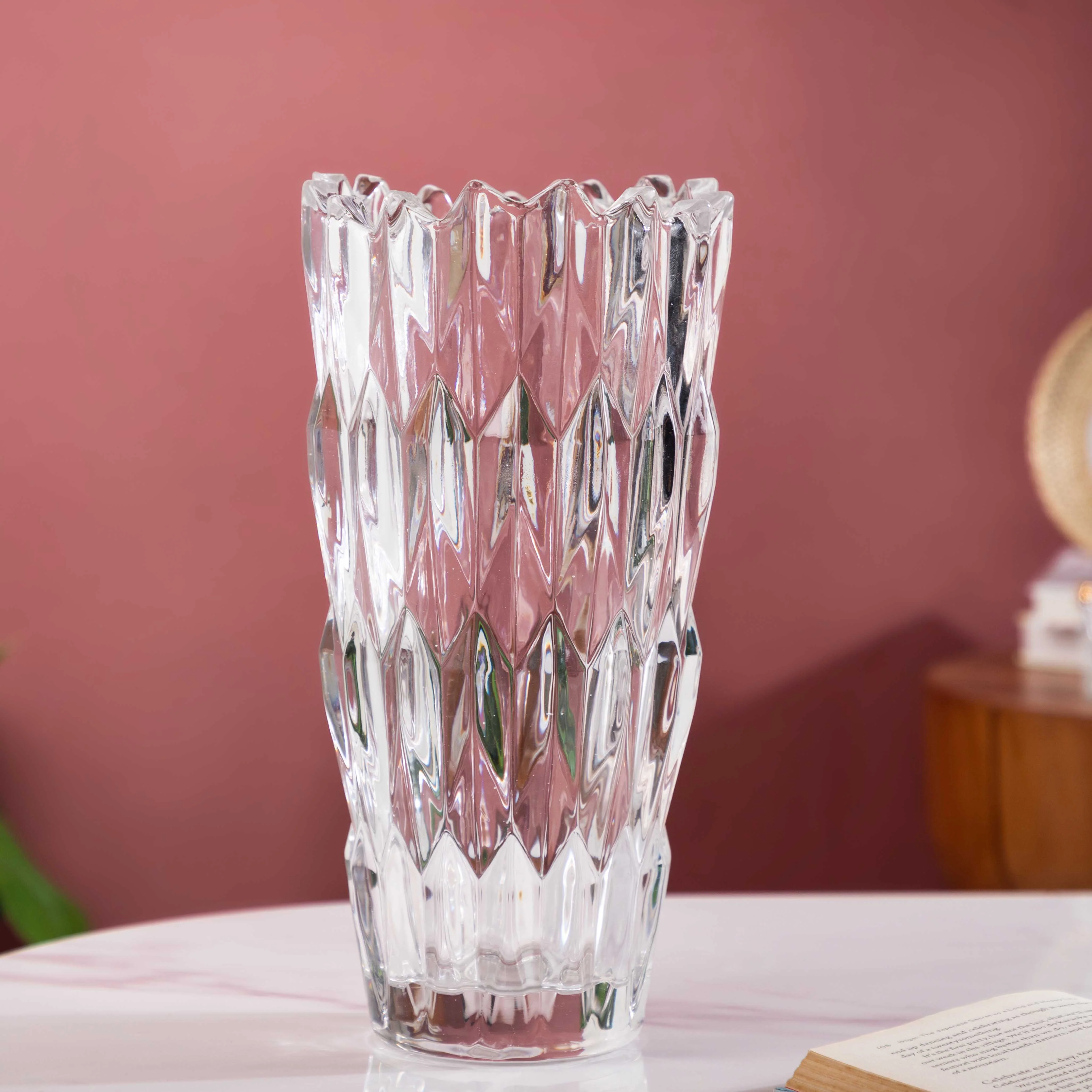 Tulip Crystal Glass Vase Translucent 11 Inch - Image 6