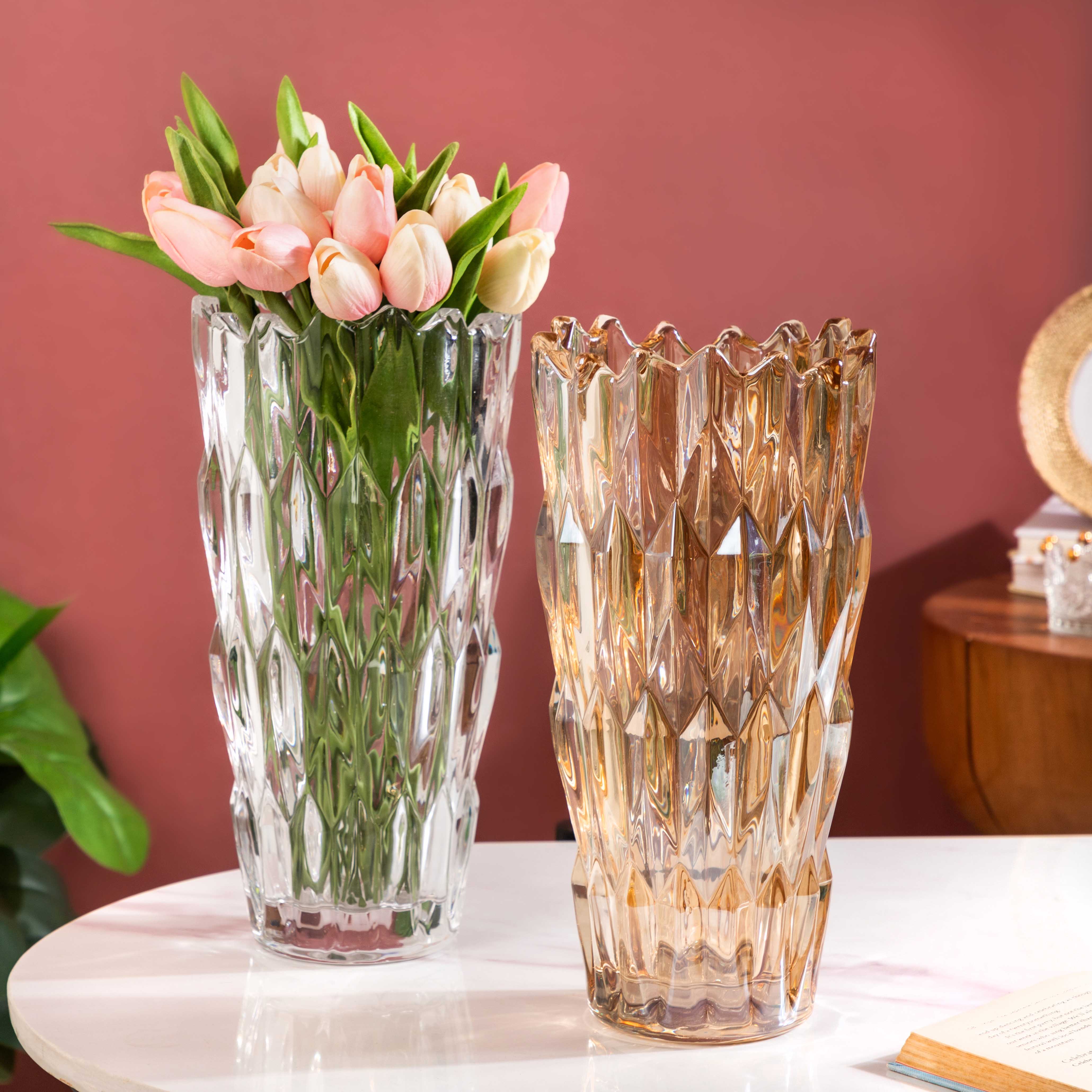 Tulip Crystal Glass Vase Translucent 11 Inch - Image 7