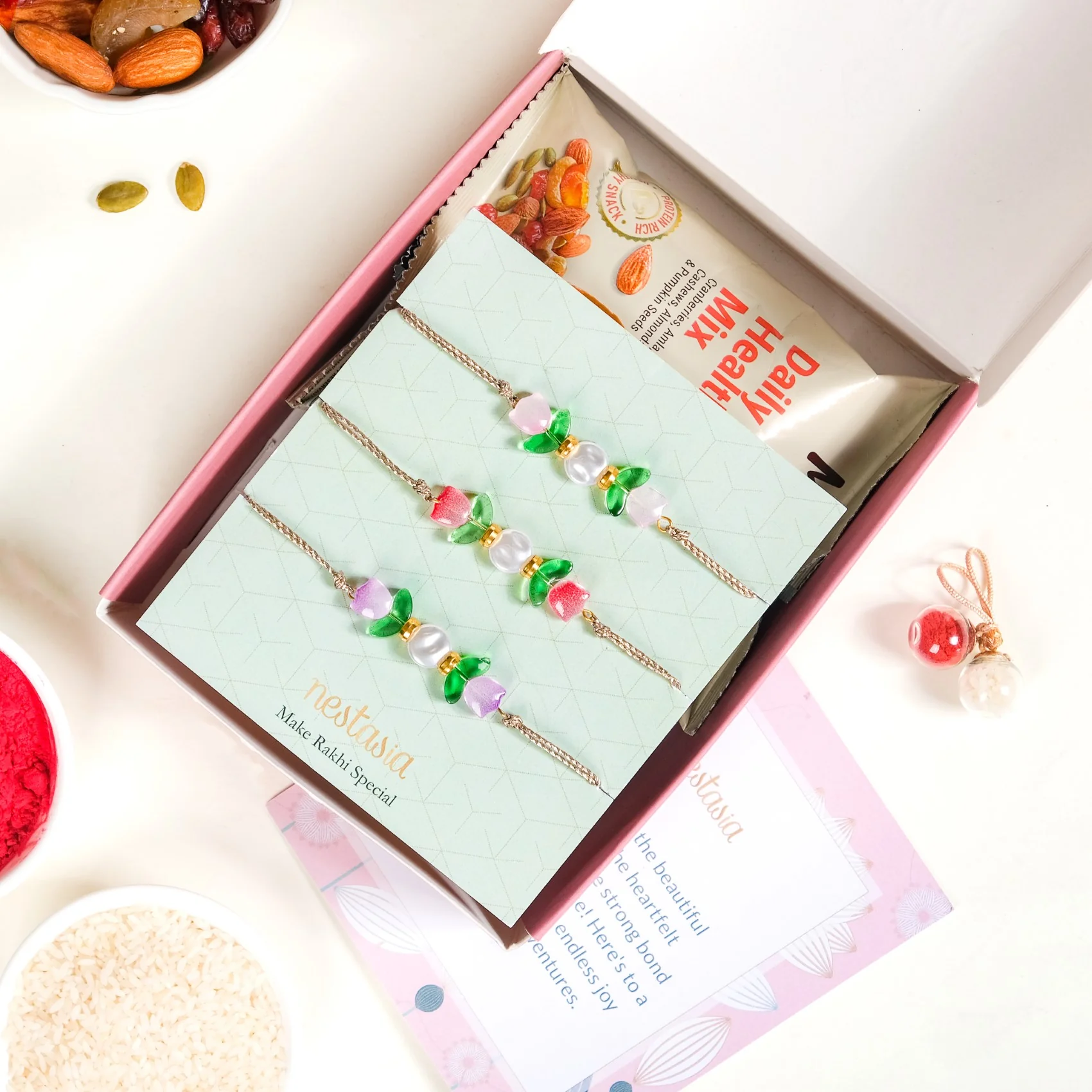 Tulip Rakhi Set Of 5 With Box And Card - Image 2