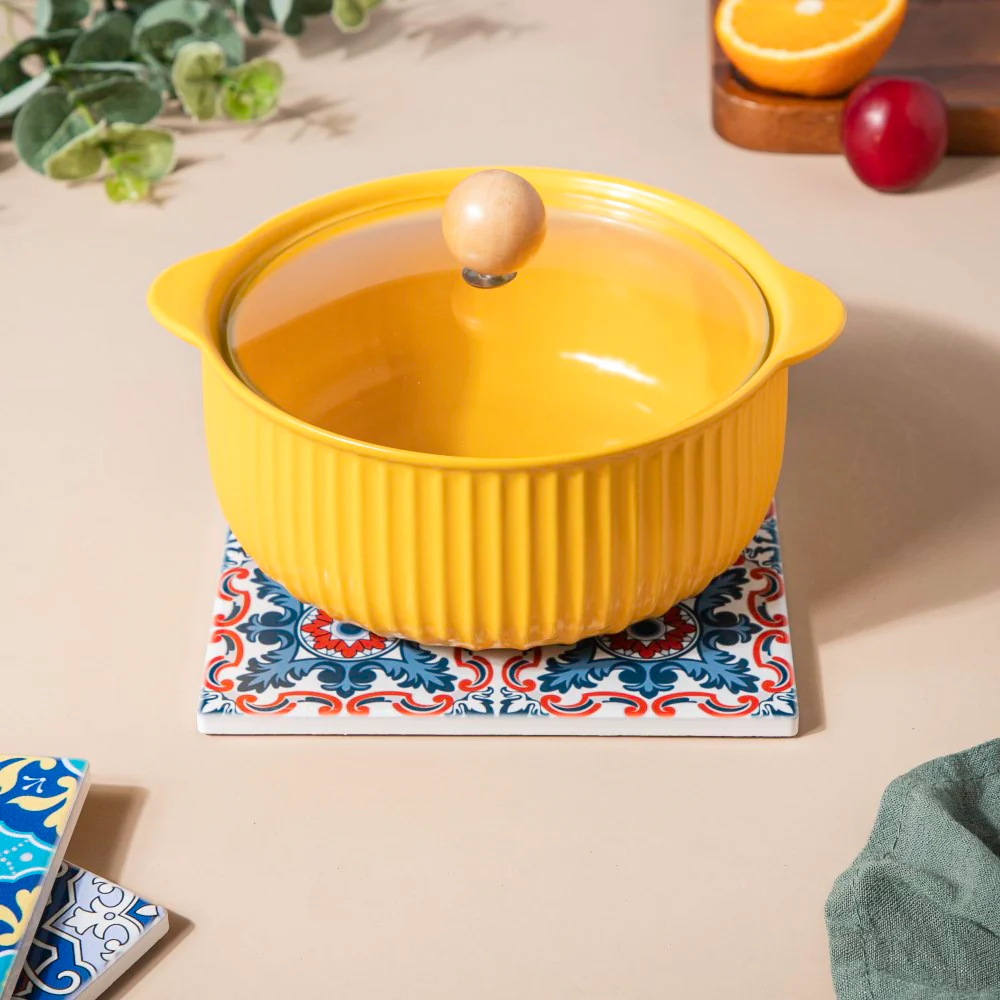 Turkish Patterned Ceramic Square Trivet - Image 3